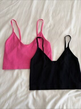 Garage Pink and Black Ribbed Camisole Duo